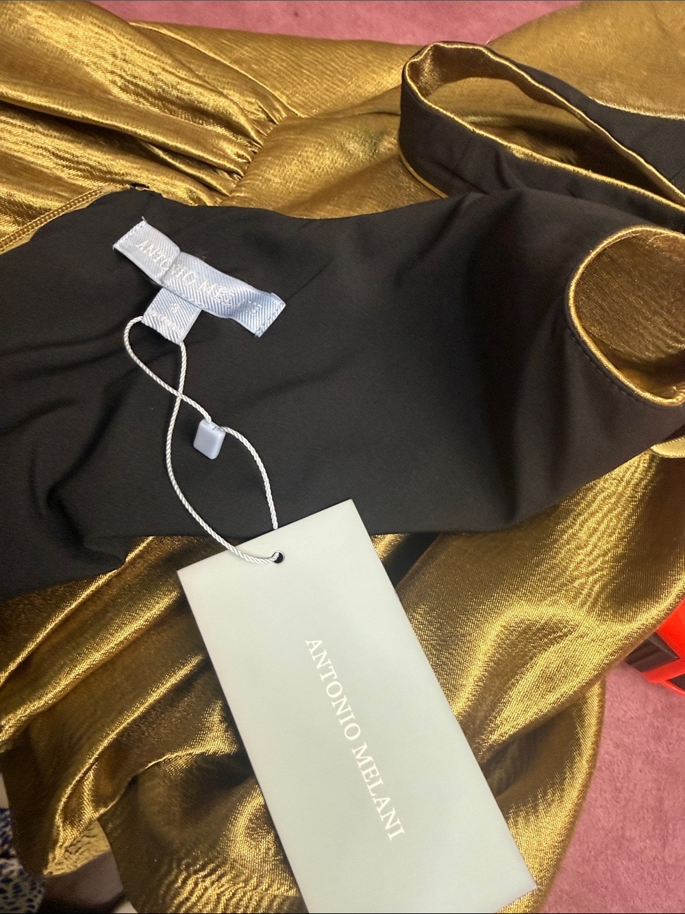 ANTONIO MELANI Metallic Gold Maxi Dress with Scoop Neck - Picture 12 of 15